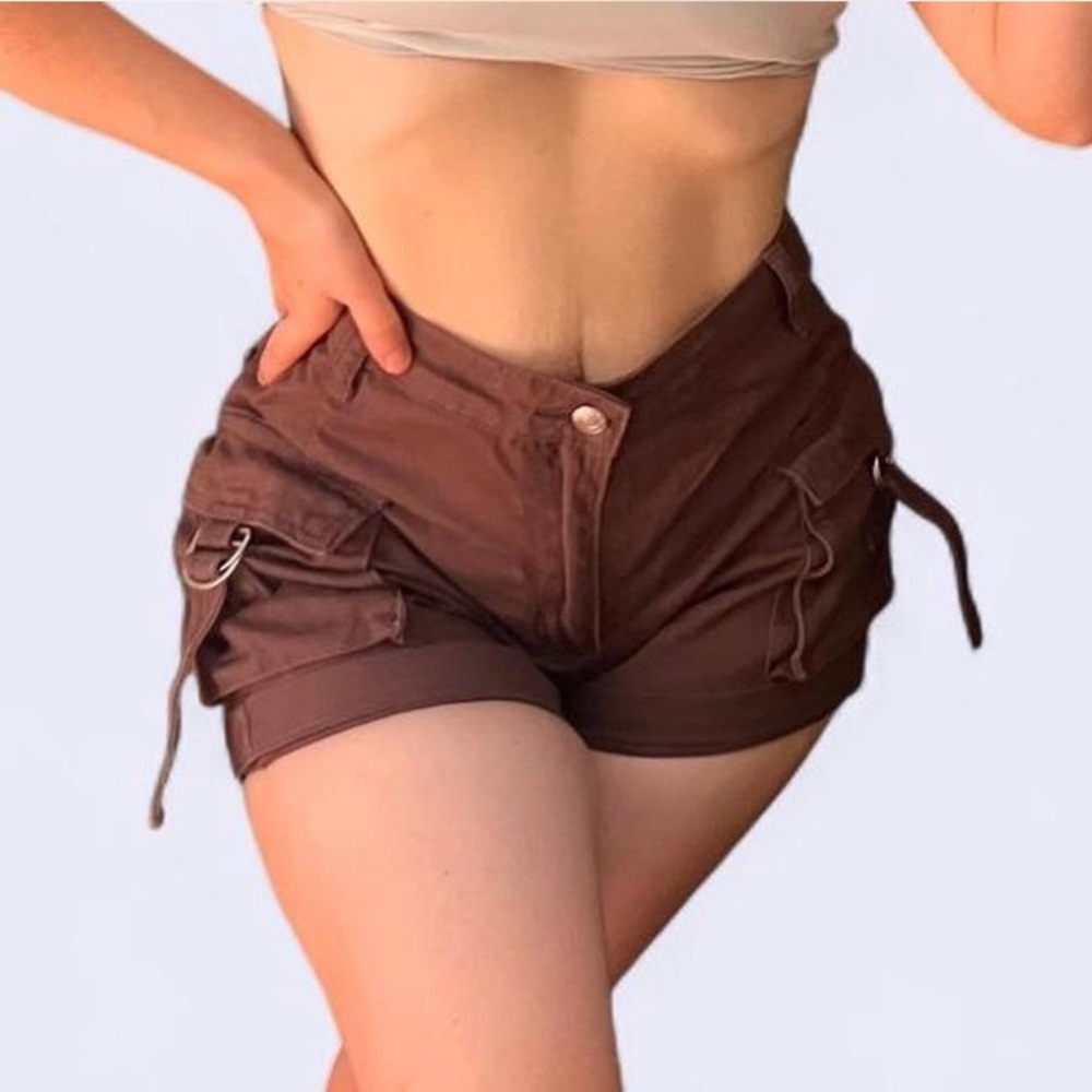 Chocolate Brown Mid-rise Cargo Shorts